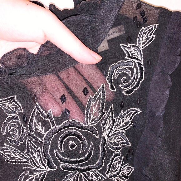 Nanette Lepore Black Silk Mess with Beads Top - Picture 6 of 14